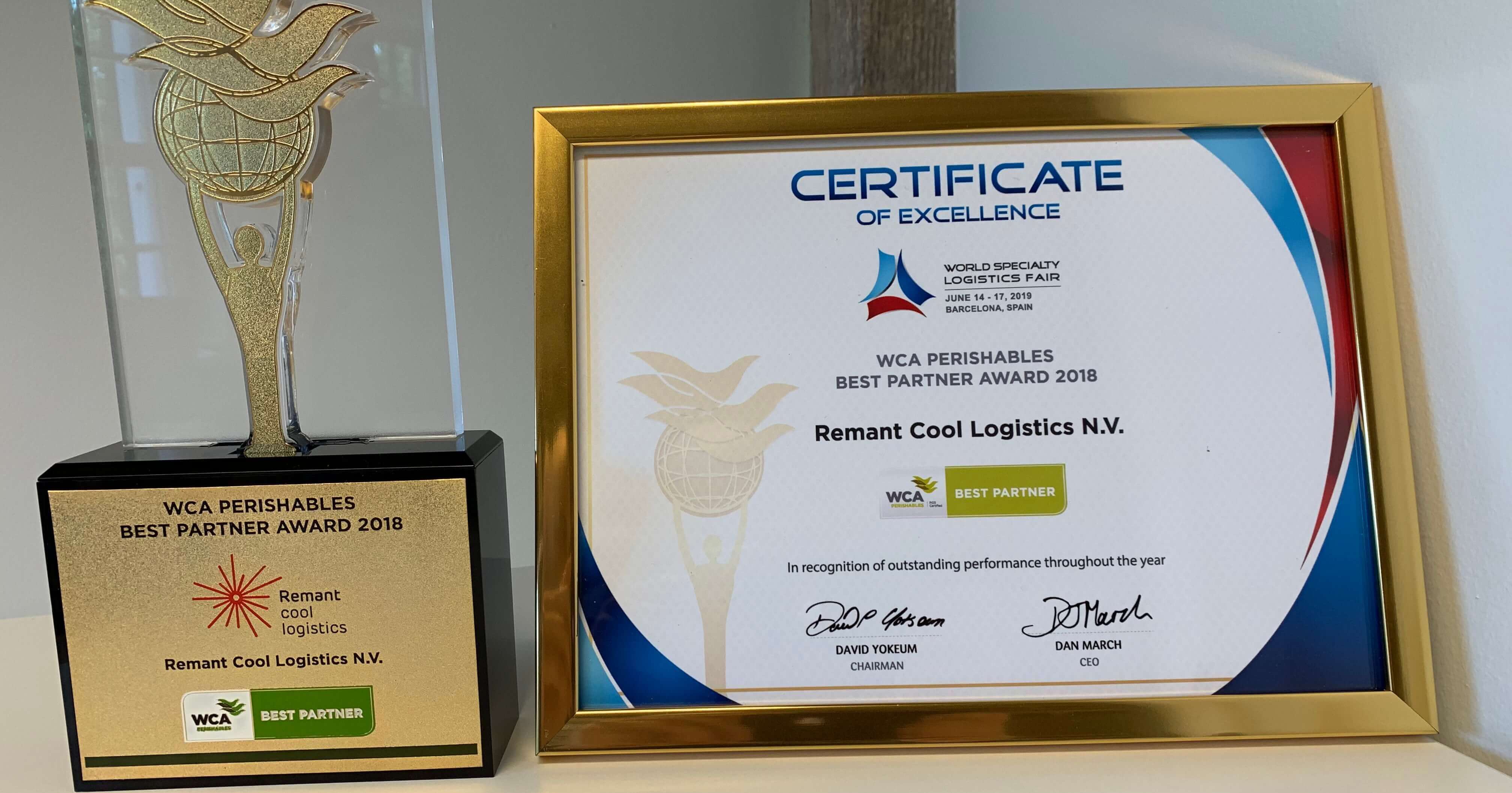 Third year in a row “WCA Best Partner Award” for Remant Cool Logistics